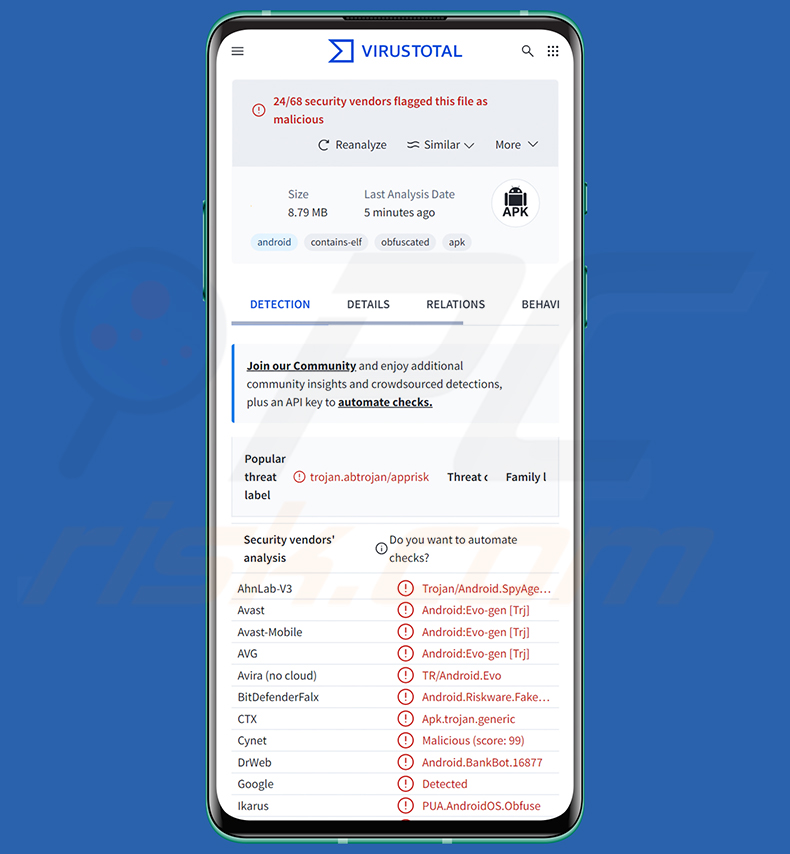 Detecciones del troyano bancario RemControl en VirusTotal