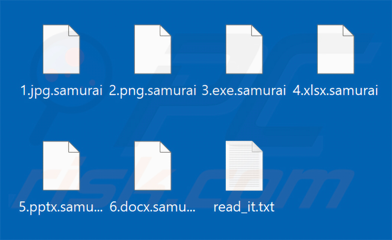 Archivos cifrados por el ransomware SAMURAI-SEC (extensión .samurai)