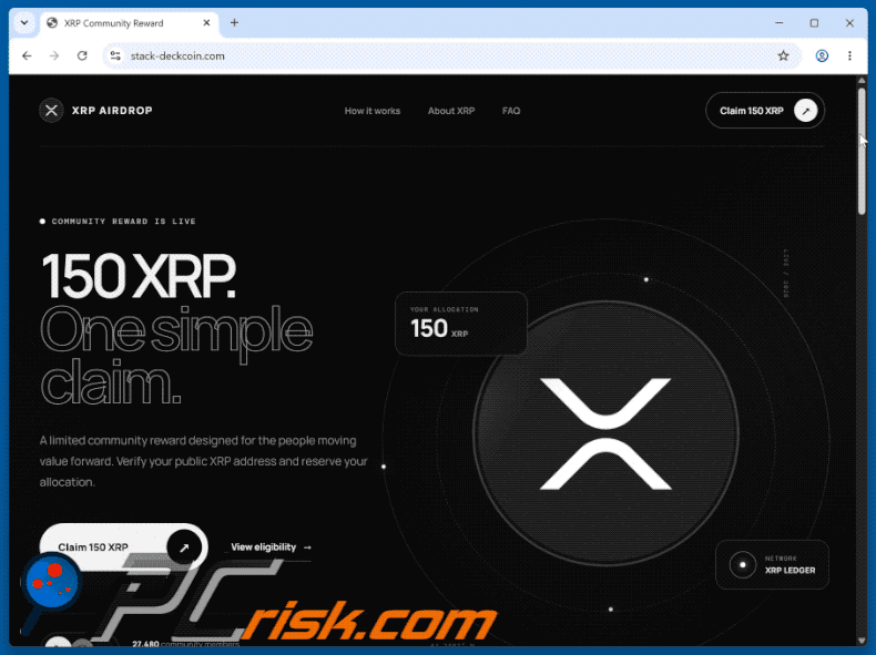 Apariencia de XRP Ledger Airdrop estafa (GIF)