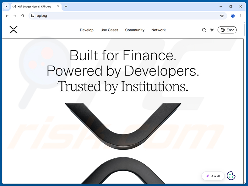 Sitio web real relacionado con XRP Ledger Airdrop estafa (xrpl.org)