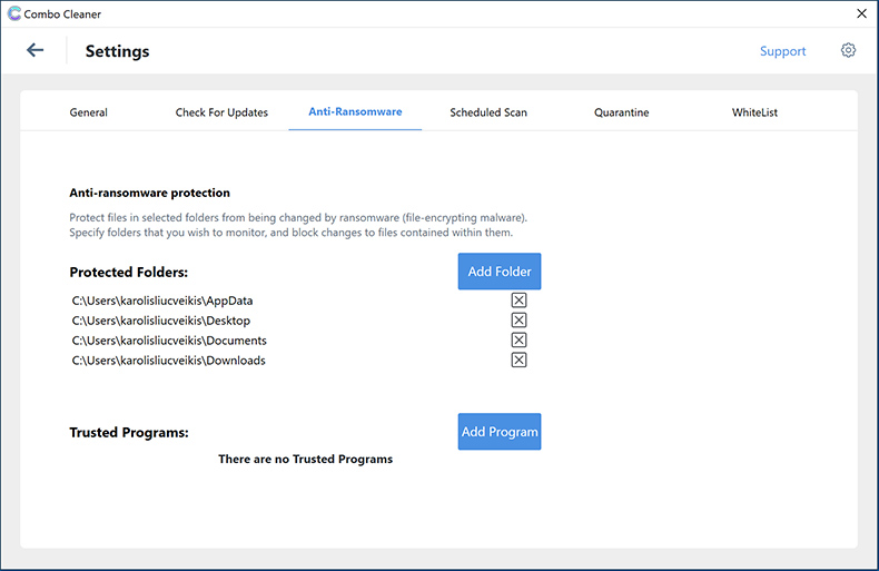 Combo Cleaner para Windows - Anti-ransomware module