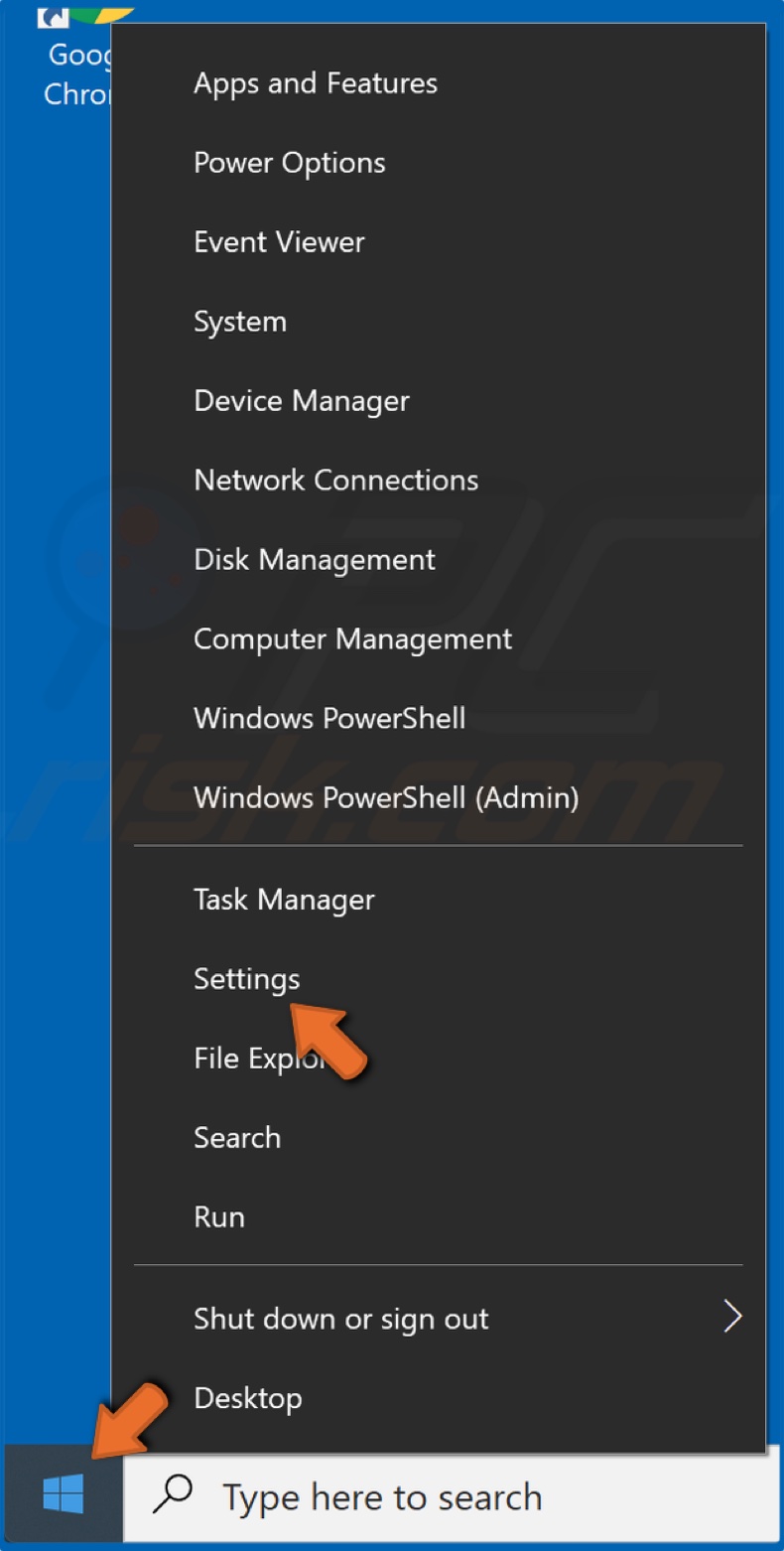 Haga clic con el botón derecho en el menú Inicio y seleccione Configuración