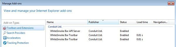 white smoke toolbar internet explorer