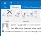 Estafa Email "Last Warning: Upgrade Your Email To Avoid Shutting Down" Email Scam