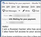 Estafa por correo electrónico "Soy un hacker ruso que tiene acceso a tu sistema operativo"