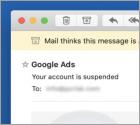 Estafa por correo electrónico Google Ads - Your Account Is Suspended