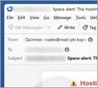 Estafa por correo electrónico Hosting Space Limit Notification
