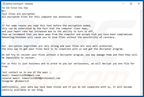 Ransomware Tomas
