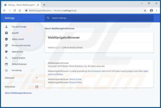 Adware WebNavigatorBrowser