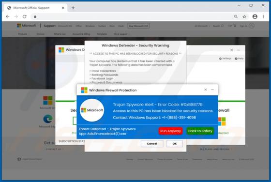 Estafa Emergente "Windows Defender - Security Warning"