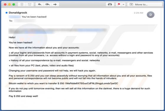 Estafa por Email "You've Been Hacked!"