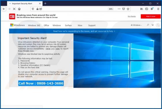 Estafa Emergente "Important Security Alert!"