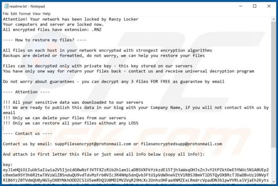 Ransomware "Ranzy Locker"