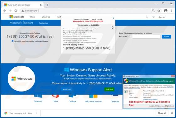 Estafa Emergente "Windows Error Code: WIN.DLL0151930"