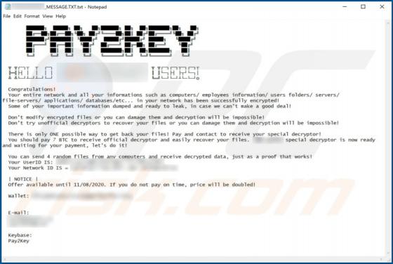 Ransomware Pay2Key 