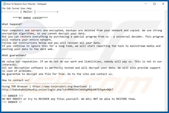 Ransomware "Babuk Locker"