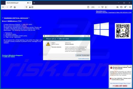 Estafa Ventana Emergente "WARNING CRITICAL MESSAGE"