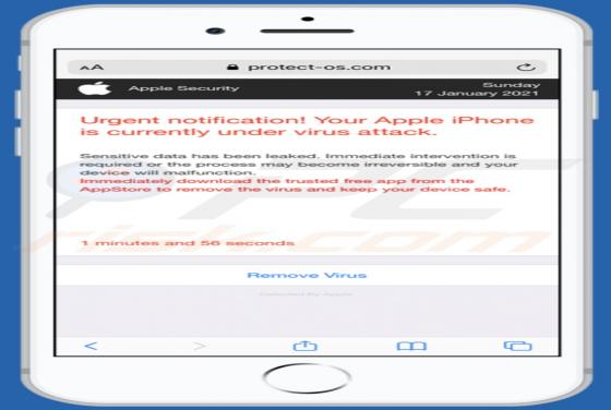 Ventana Emergente Estafa "Your Apple IPhone Is Currently Under Virus Attack" (Mac)