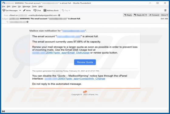 Estafa "Email Account Is Almost Full"