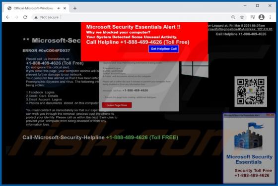 Estafa Emergente "Microsoft Security Essentials Alert"