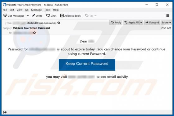 Email Estafa "Password Is About To Expire Today"