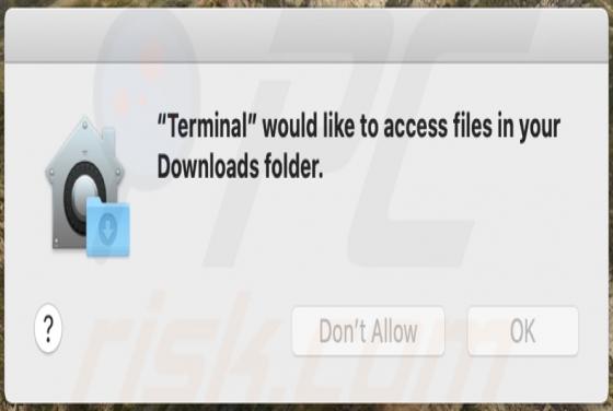 Estafa Emergente "Terminal Would Like To Access Files In Your Download Folder" (Mac)