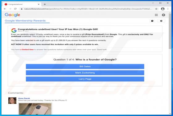 Estafa Emergente "Google Membership Rewards"