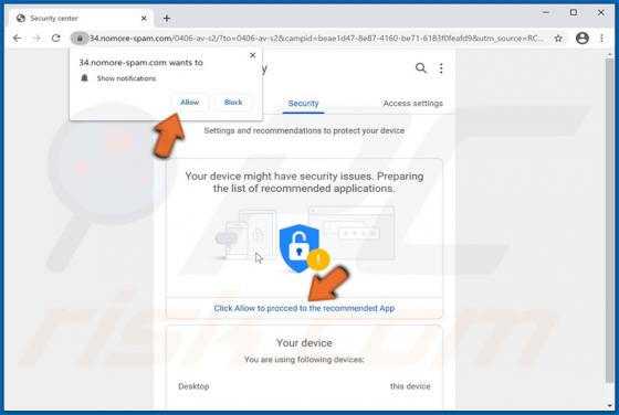 Estafa Emergente "Your Device Might Have Security Issues"