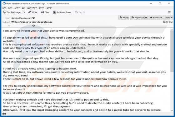Email Estafa "Your Device Was Compromised"