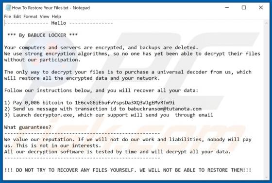 Ransomware Babyk