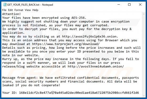 Ransomware AvosLocker