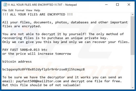 Ransomware Payfast