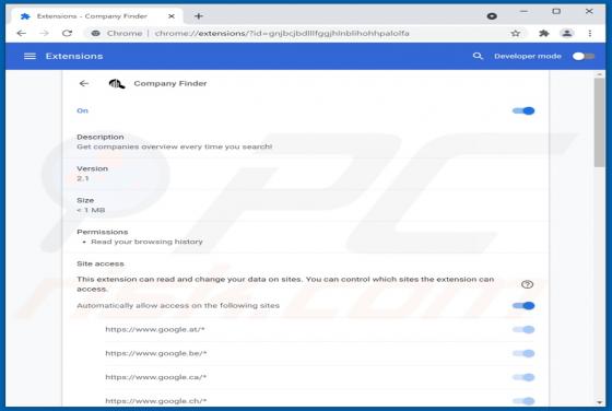 Adware "Company Finder"