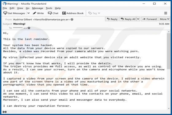 Email Estafa "This Is The Last Reminder"
