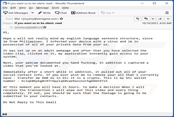 Email Estafa "Im In Possession Of All Of Your Private Data"