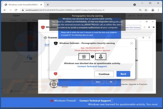 Estafa Emergente "Pornographics Security Warning"