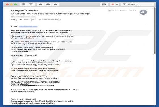 Email Estafa "The Last Time You Visited A Porn Website"