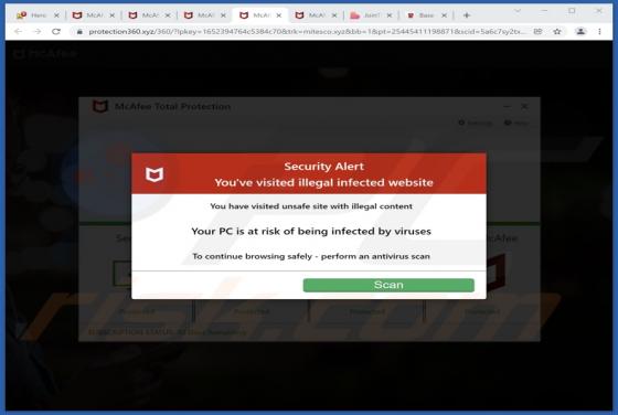 Estafa Emergente "You've Visited Illegal Infected Website"