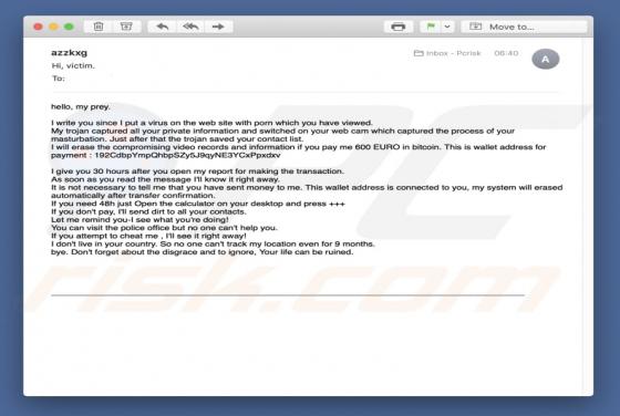 Email Estafa "My Trojan Captured All Your Private Information"