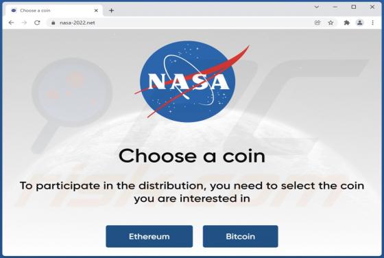 Estafa "NASA ETH and BTC Giveaway"