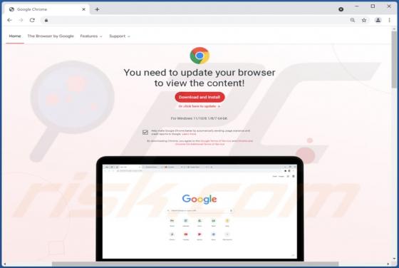Estafa Emergente "You Need To Update Your Browser To View The Content"