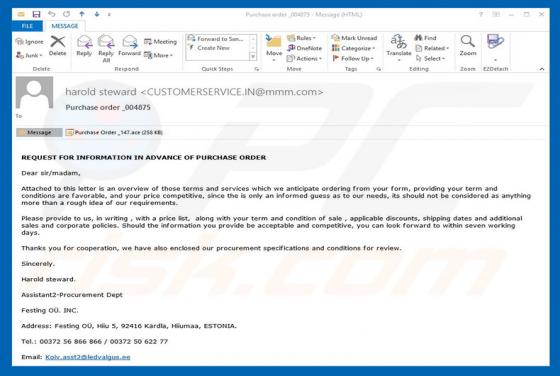 Email Virus "Purchase Order"