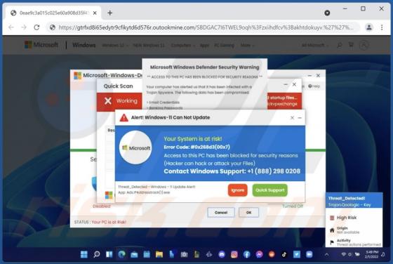 Estafa Emergente "Alert! Windows-11 Can Not Update"