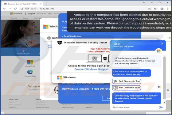 Estafa Emergente "Cortana - It Seems Your PC Is Locked Out"