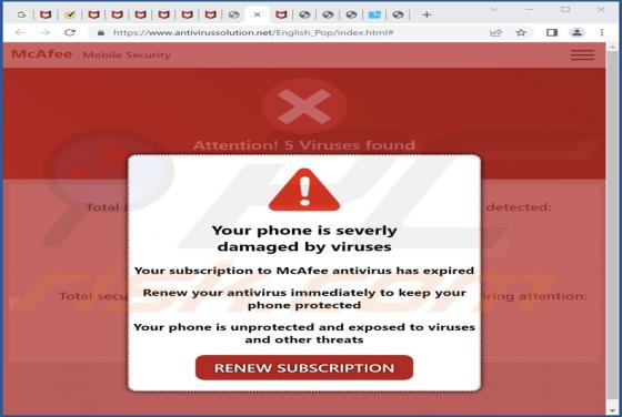 Estafa Emergente "Your Phone Is Severly Damaged By Viruses"