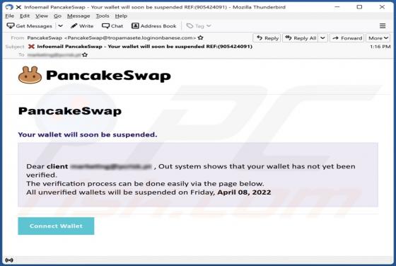 Email Estafa PancakeSwap