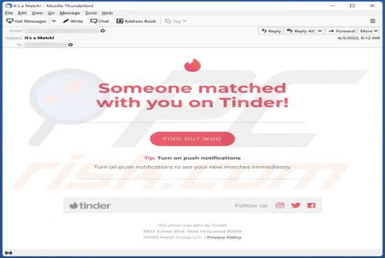 Email Estafa "Someone Matched With You On Tinder!"