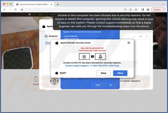 Estafa del Apple Defender Security Center POP-UP (Mac)