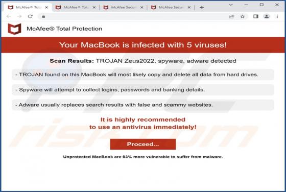 ¡Su MacBook está infectado con 5 virus! Estafa de ventana emergente (Mac)