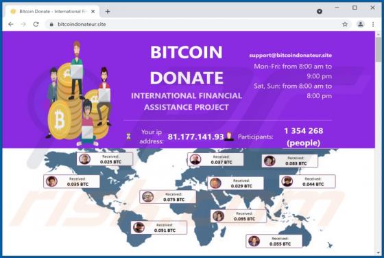 Estafa de ventana emergente "BITCOIN DONATE"